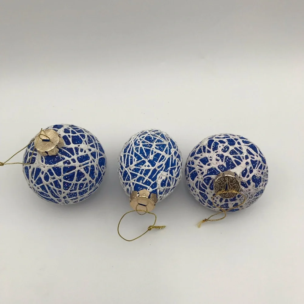 Crate and Barell blue white and sparkle ornaments